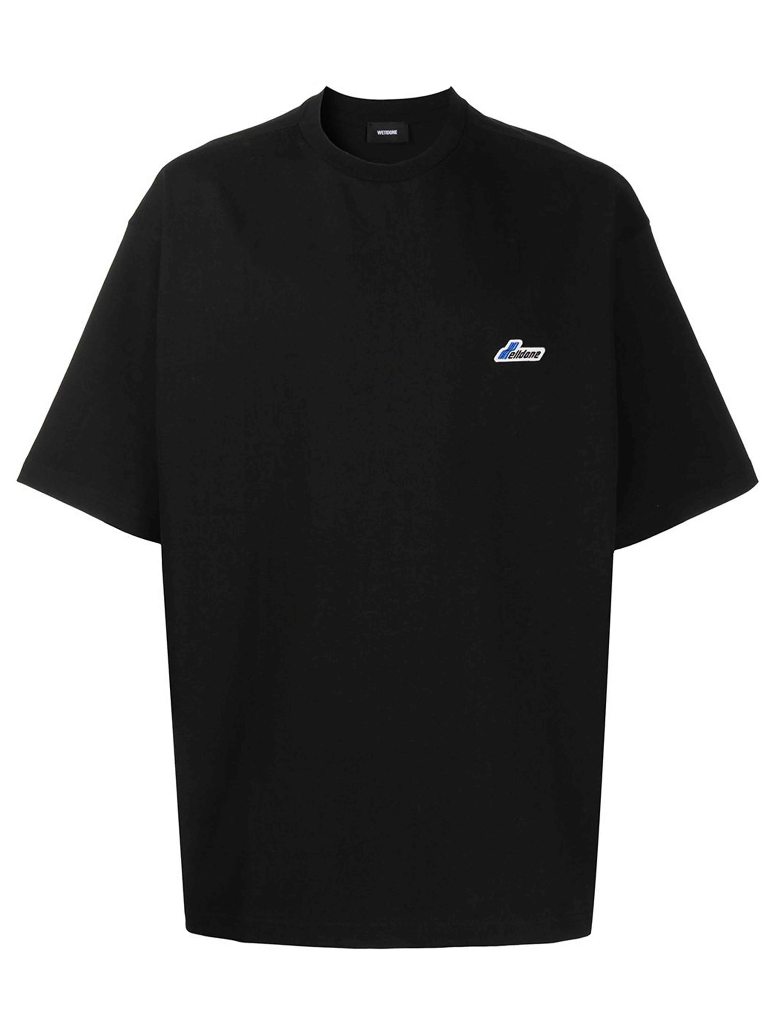 We11done Black Oversized Logo-Patch Tee Prior