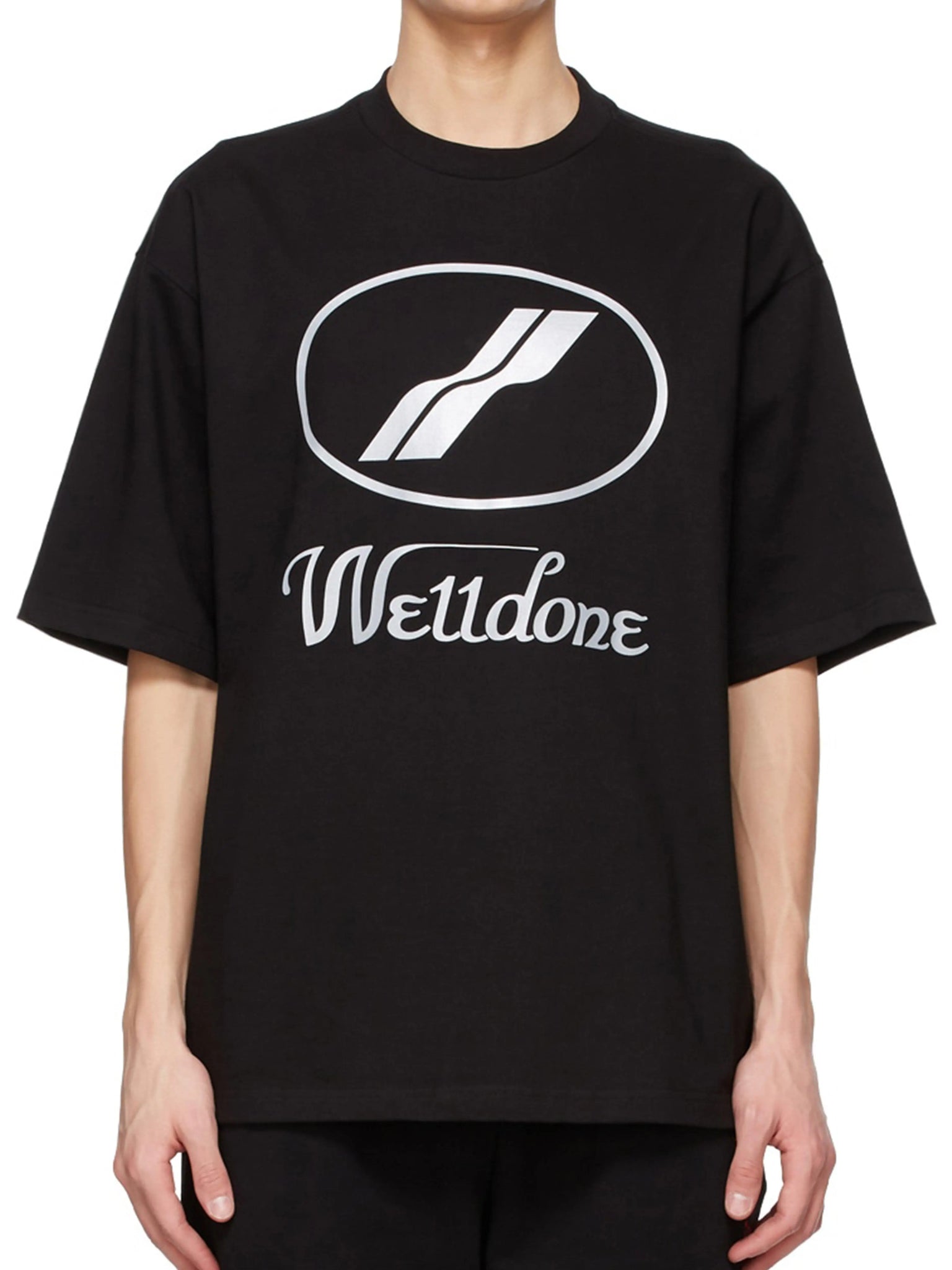 We11done Black Reflective Logo Tee Prior