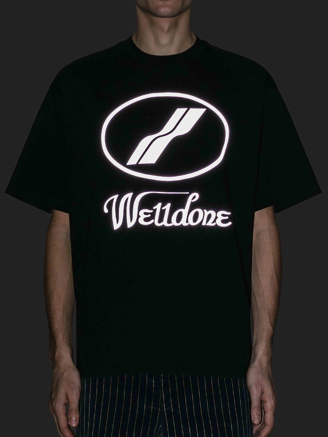 We11done Black Reflective Logo Tee Prior