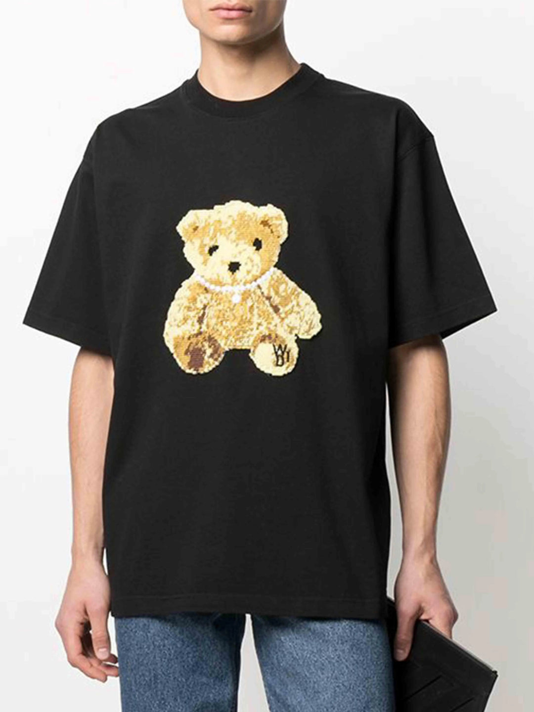We11done Oversized Embroidered Teddy Tee Black Prior