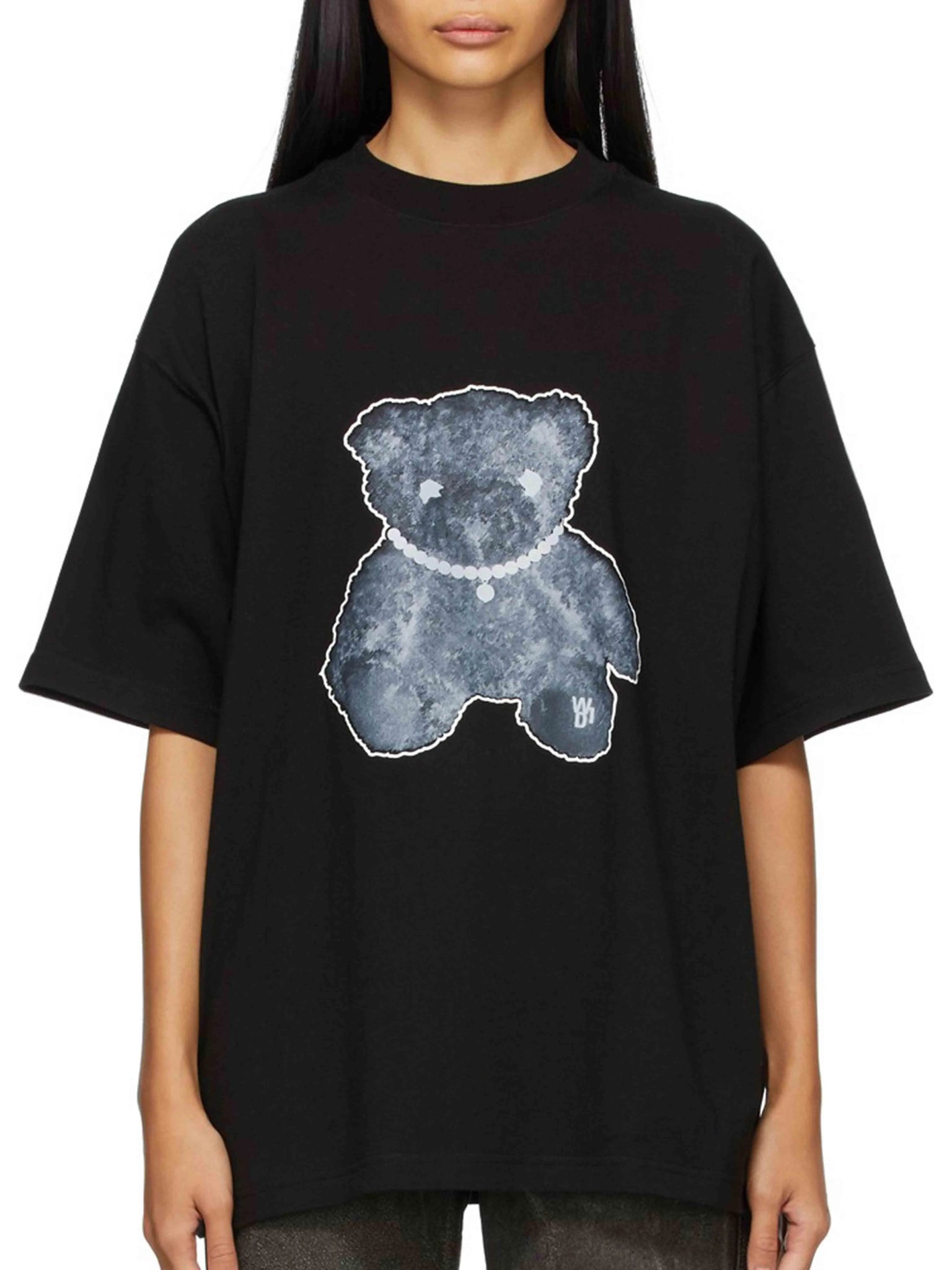 We11done Oversized Pearl Necklace Teddy Tee Black Prior