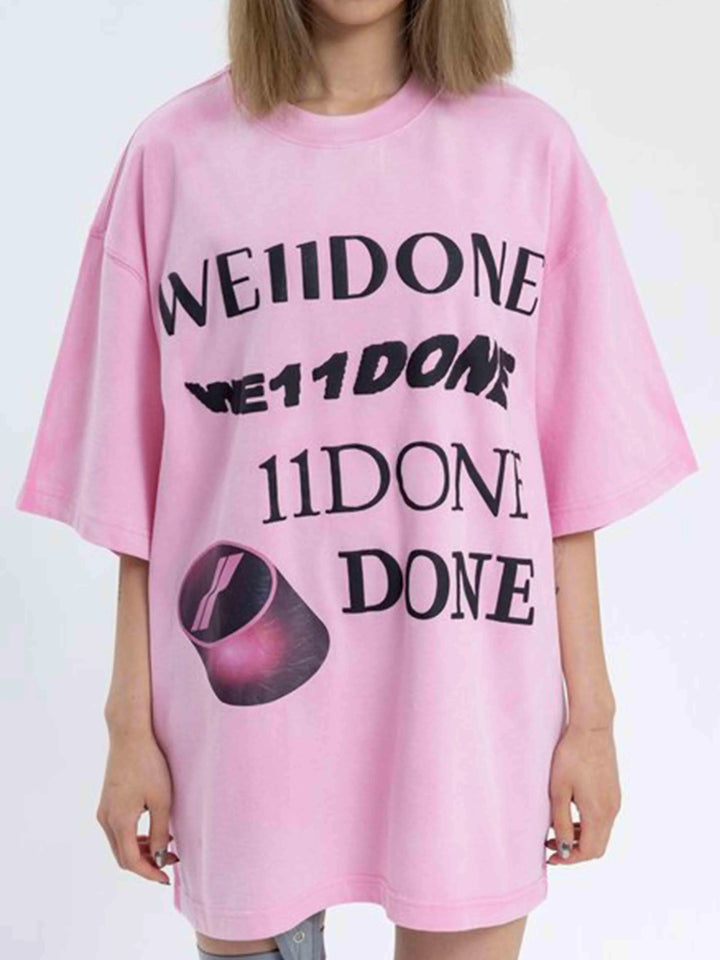 We11done Pink Washed Logo Tee Prior