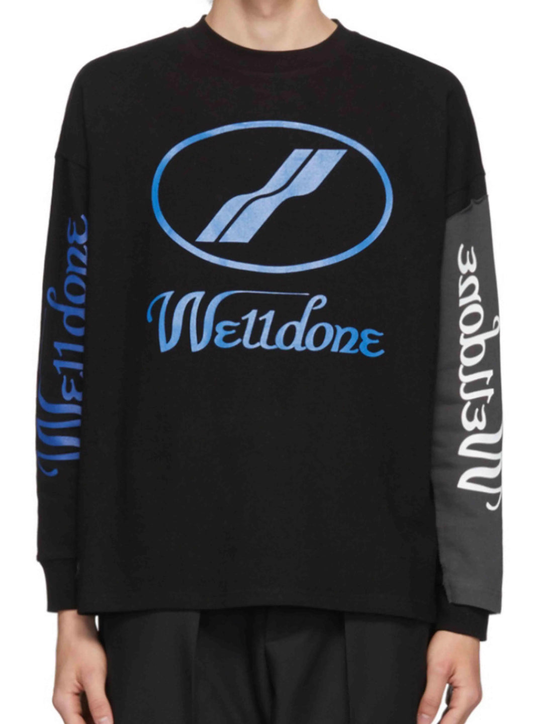 We11done Remake Logo Long Sleeve Black Tee Prior