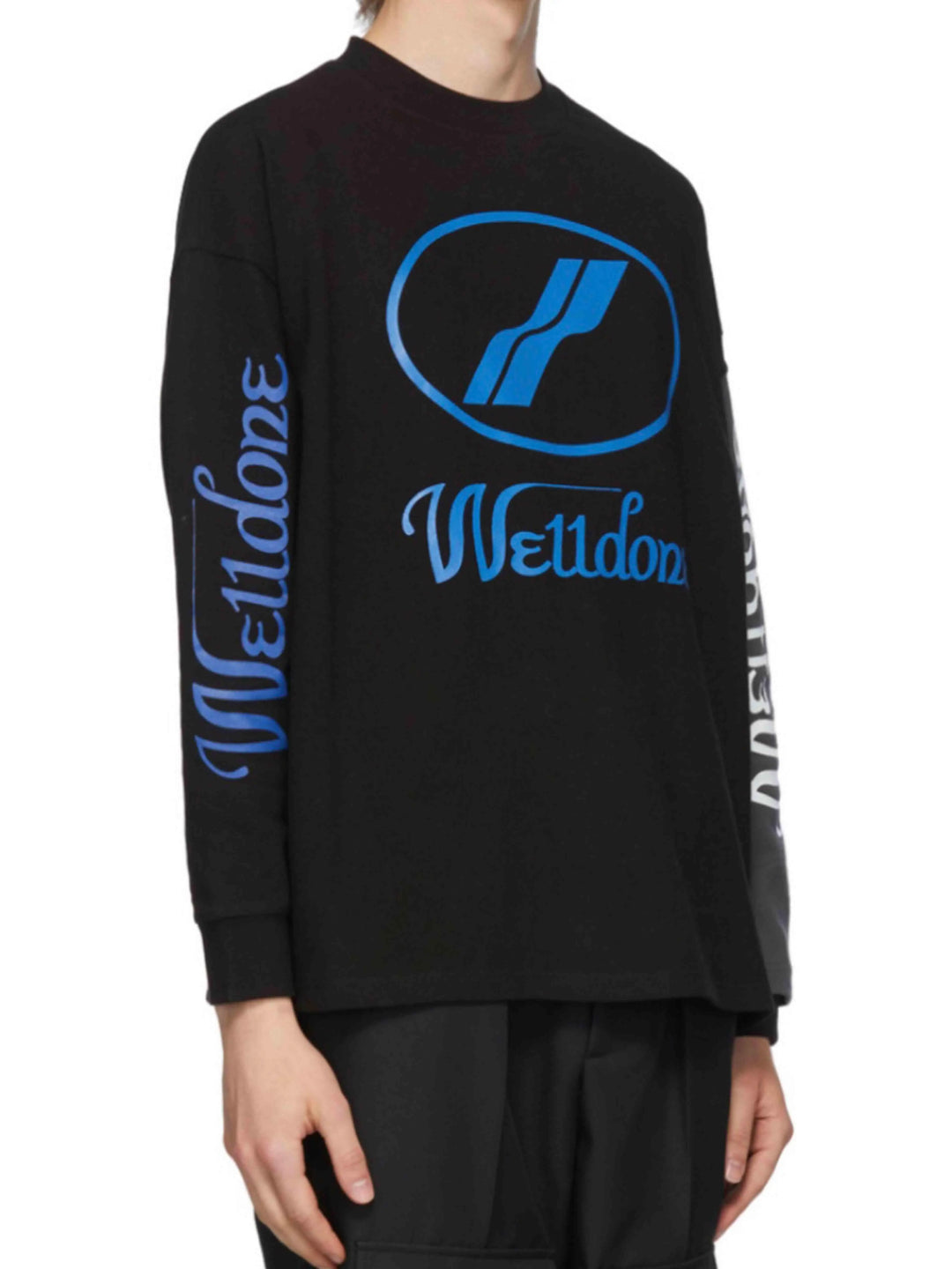 We11done Remake Logo Long Sleeve Black Tee Prior